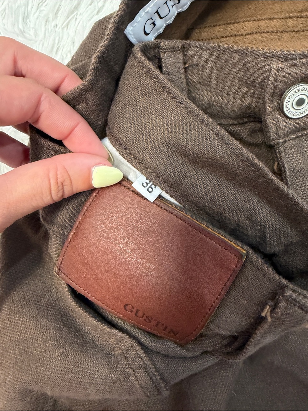 Gustin Linen Blend Button Fly Brown Pants - Picture 5 of 6